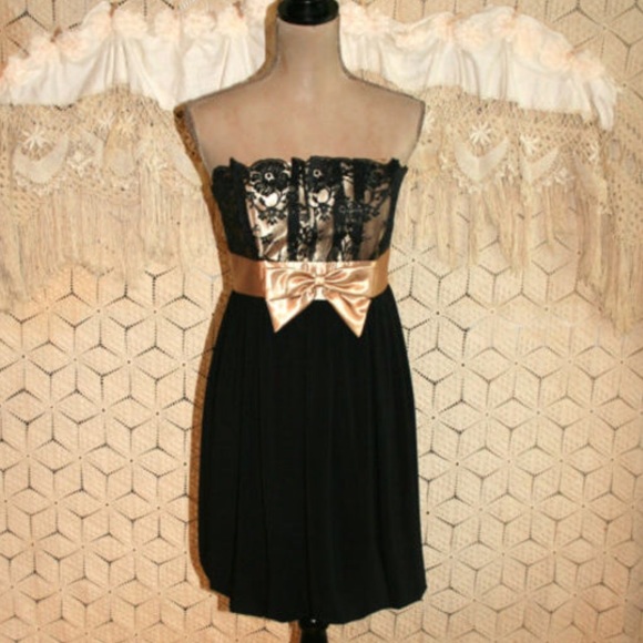Vtg Jessica McClintock Black Strapless Dress Sz 1 - Picture 8 of 8